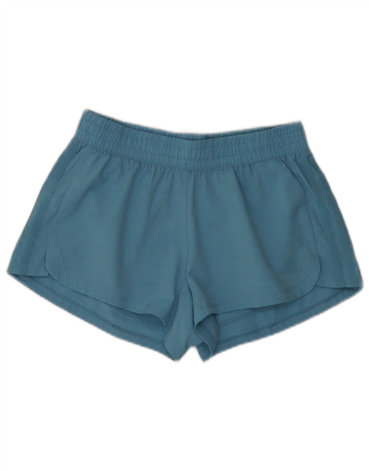 Adidas Damen Sport Shorts UK 8/10 Small Blau Polyester