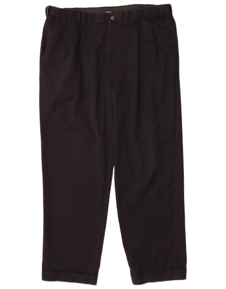 Izod Mens Pegged Chino Hose W38 L31 Schwarz Polyester