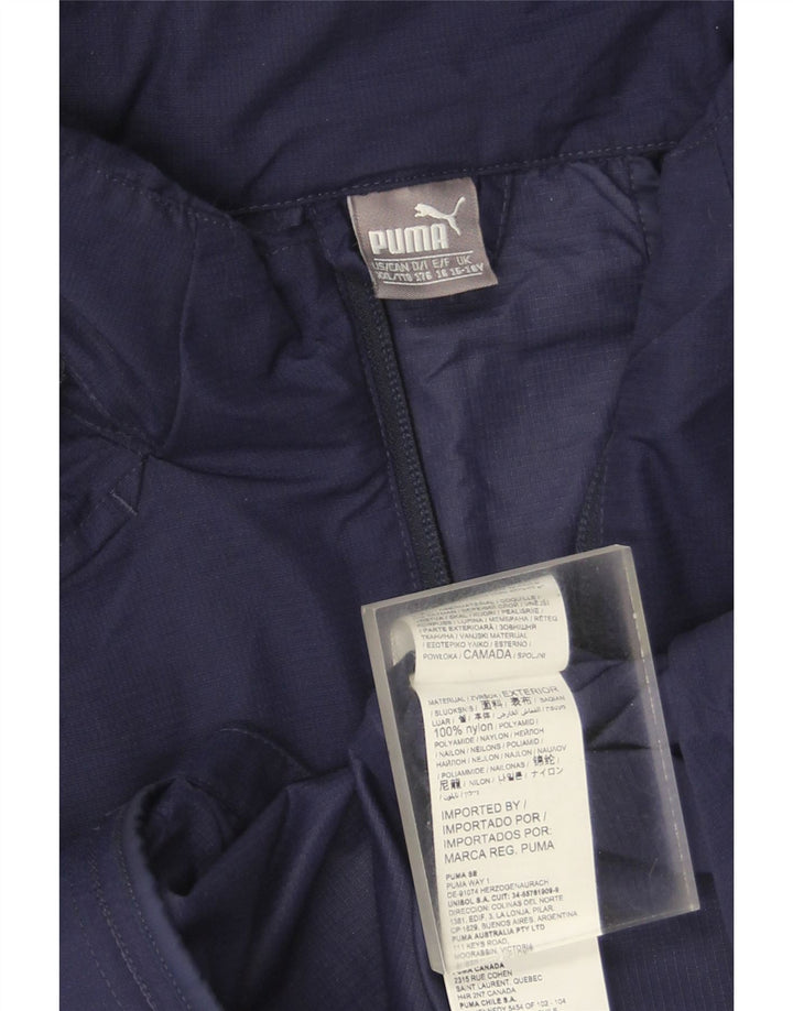 Puma Jungen-Regenjacke mit Kapuze, 15–16 Jahre, marineblaues Nylon