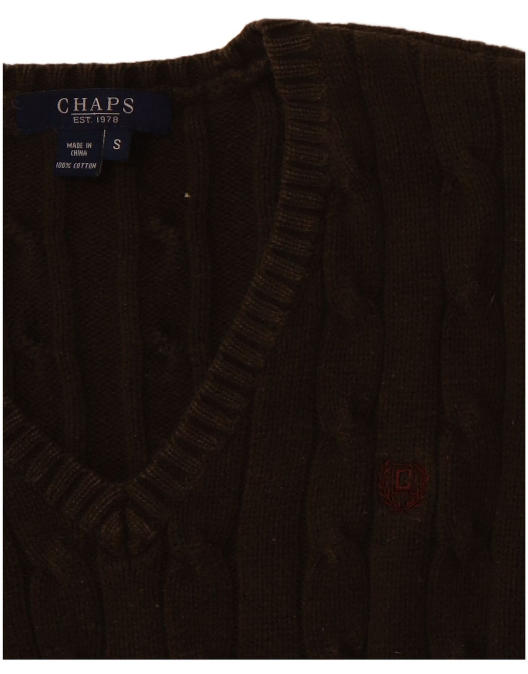 CHAPS Damen-Pullover mit V-Ausschnitt, Größe S, Größe S, Braun, Baumwolle