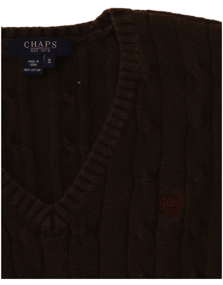CHAPS Damen-Pullover mit V-Ausschnitt, Größe S, Größe S, Braun, Baumwolle