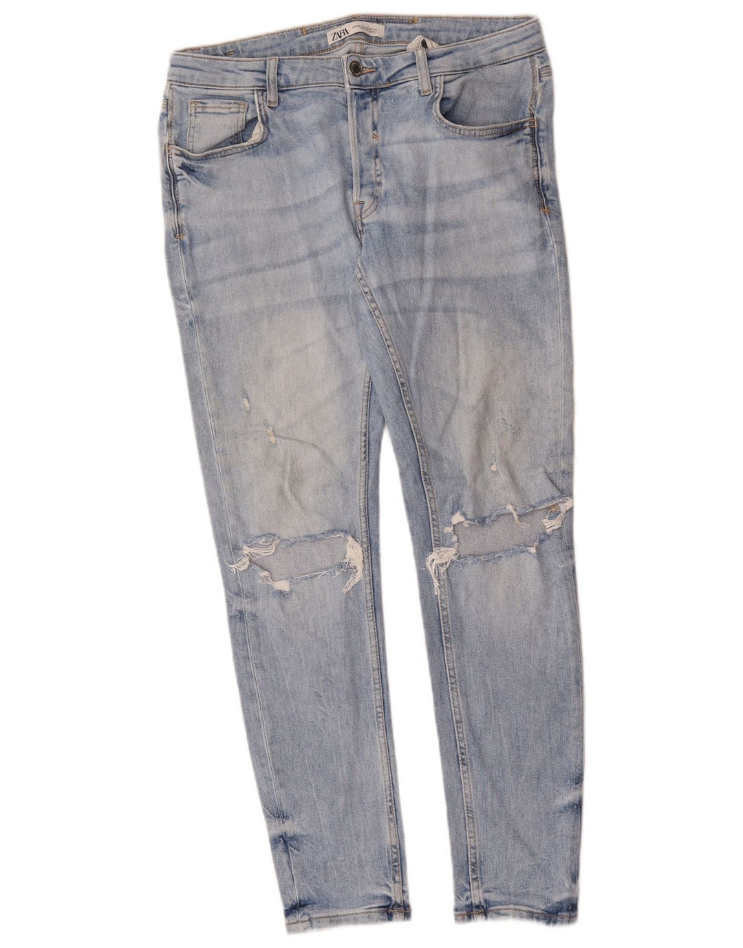 Zara Herren Distressed Slim Jeans EU 40 Medium W31 L30 Blaue Baumwolle