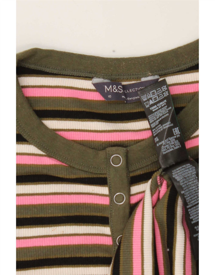 Marks & Spencer Damen Top Langarm UK 10 Small Mehrfarbig gestreift