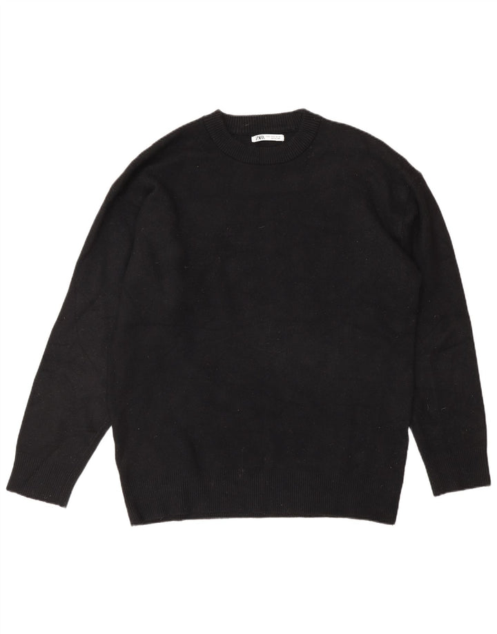 Zara Damen-Pullover mit Rundhalsausschnitt, Gr. 14, mittlere schwarze Viskose