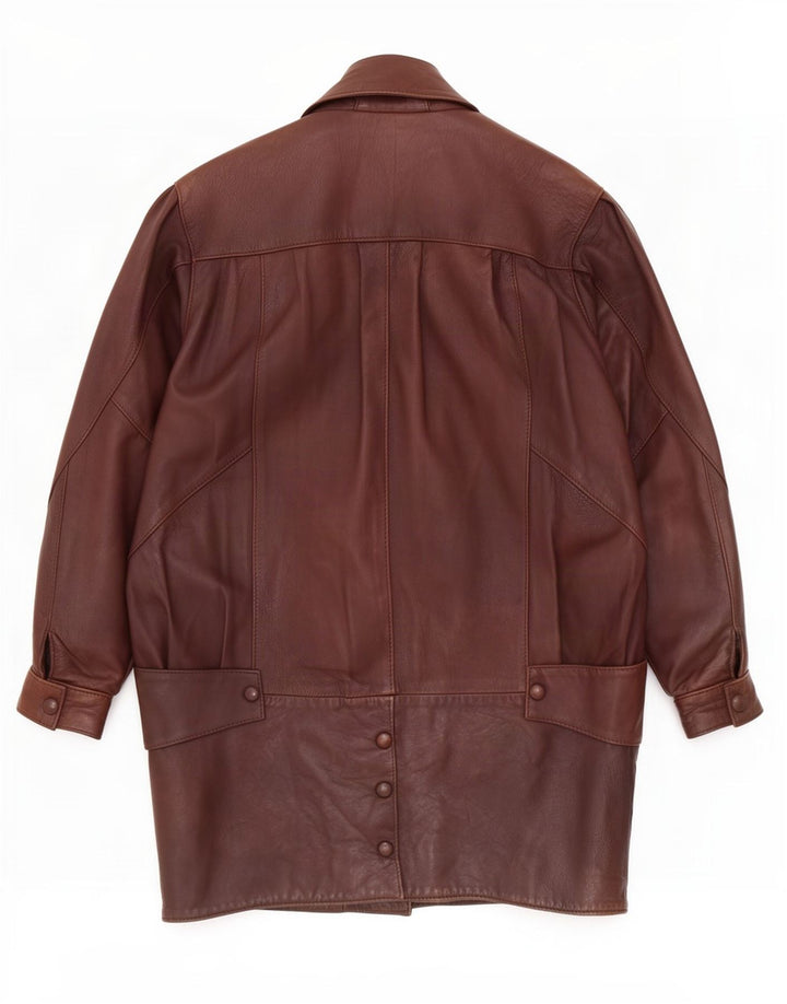 Sardar Damen Übergroßer Ledermantel UK 10 Small Braun