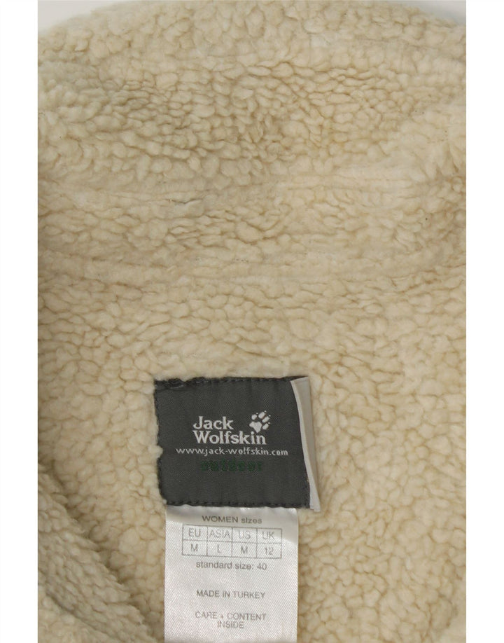 JACK WOLFSKIN Womens Sherpa Fleece Jacket UK 14 Medium Khaki Polyester