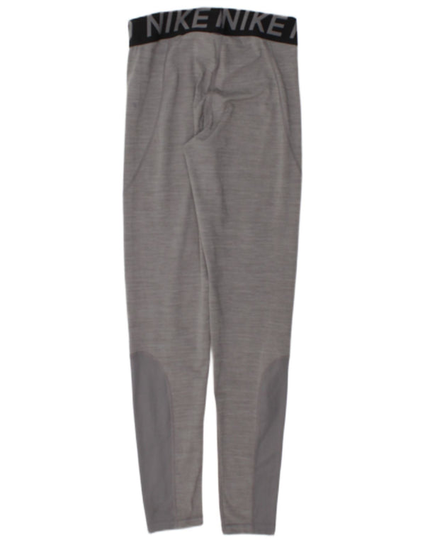 Nike Damen Dri Fit Graphic Leggings UK 12 Mittelgrau Farbblock