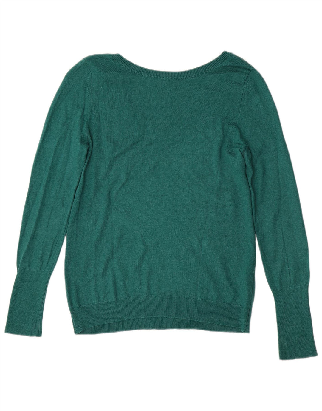 Benetton Damen-Pullover mit V-Ausschnitt, UK 12, mittelgrüne Viskose