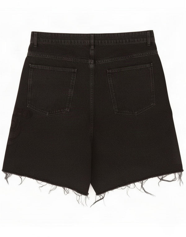 Bershka Damen Chicago Bulls High Waist Denim Shorts EU 40 Medium W30 Schwarz