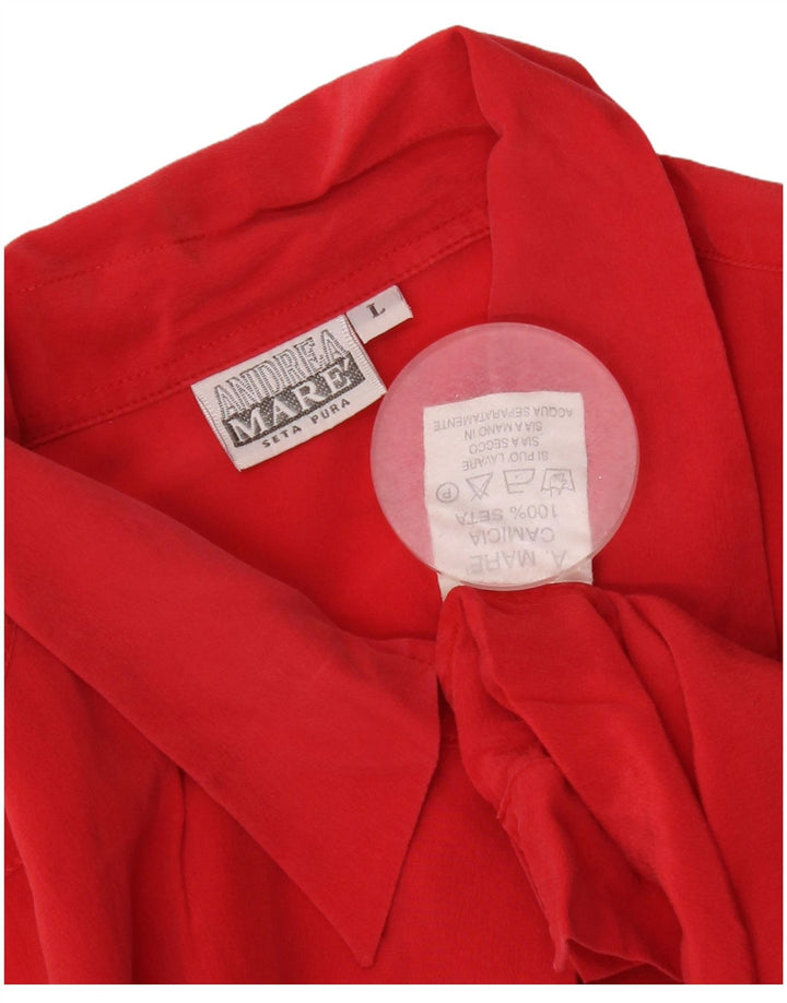 Andrea Mare Damen Hemdbluse UK 16 Große rote Seide