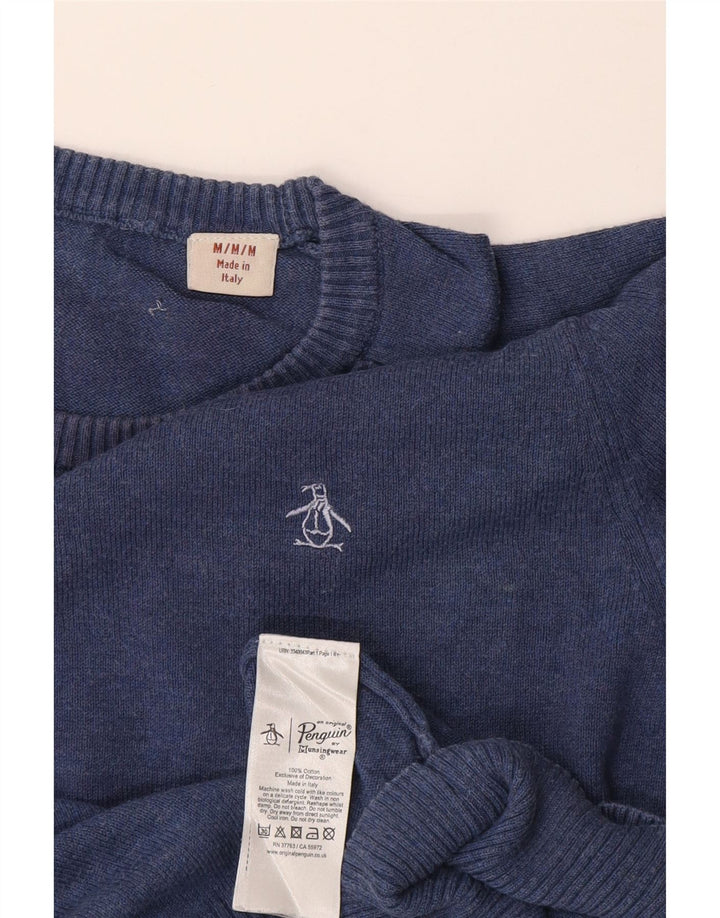 Penguin Herren-Pullover mit Rundhalsausschnitt, mittelblaue Baumwolle
