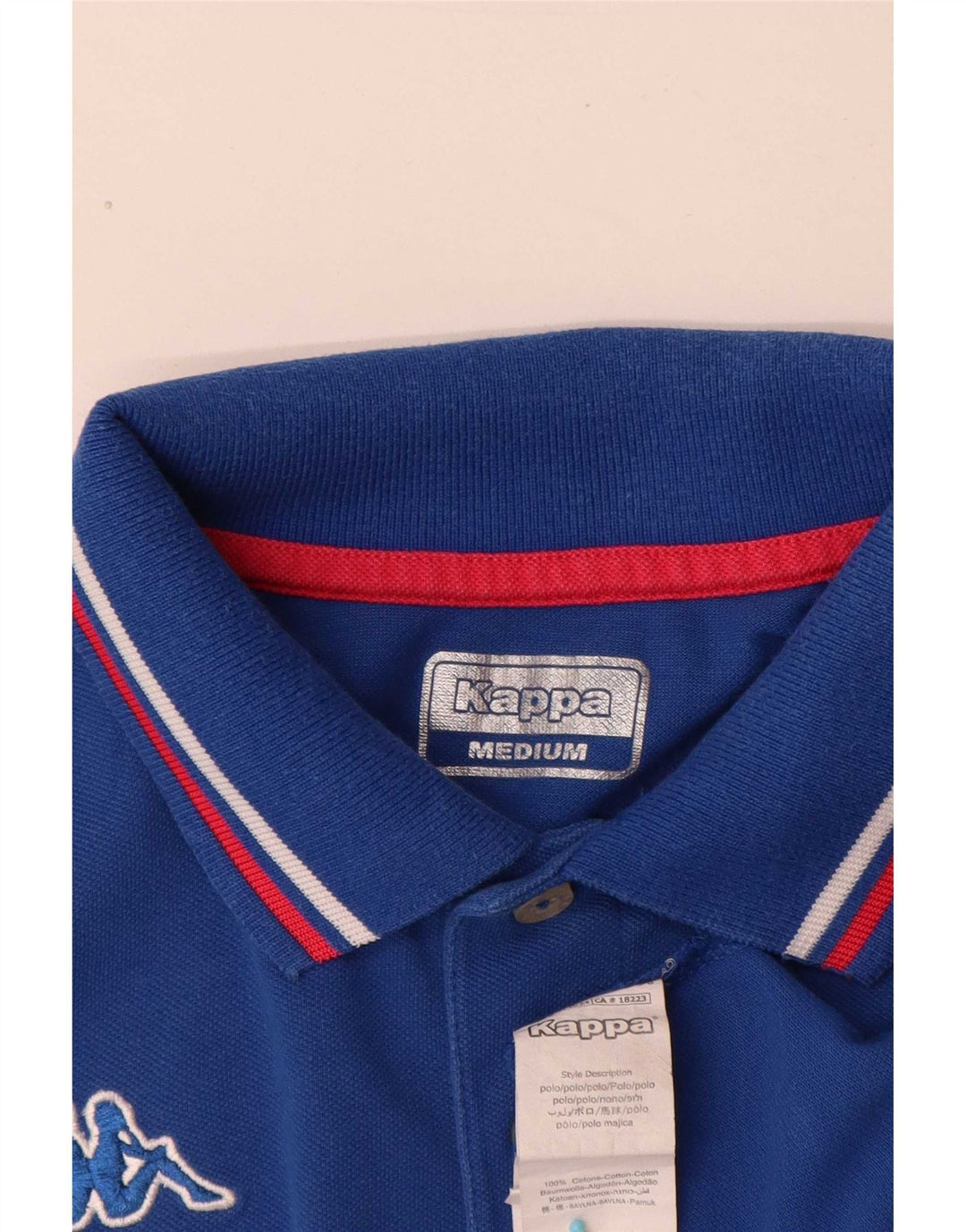 Kappa Herren-Poloshirt aus mittelblauer, gestreifter Baumwolle