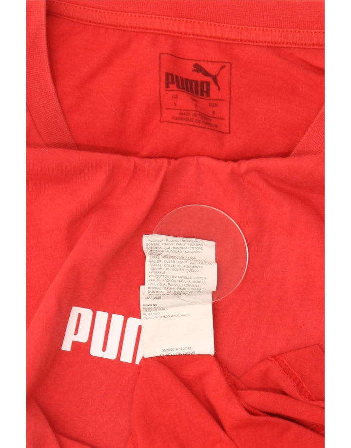 Puma Herren Grafik T-Shirt Top Small Rot Baumwolle