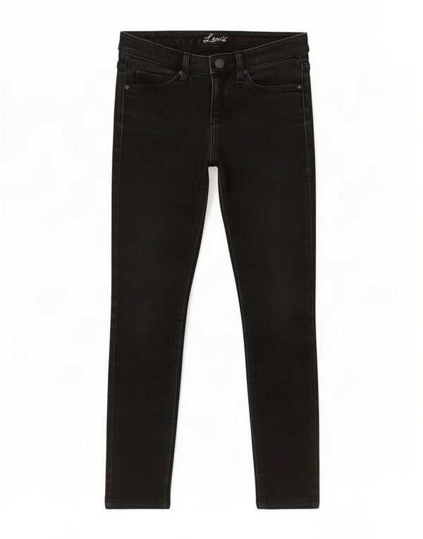 Levi's Damen Crop Skinny Jeans W24 L24 Schwarze Baumwolle