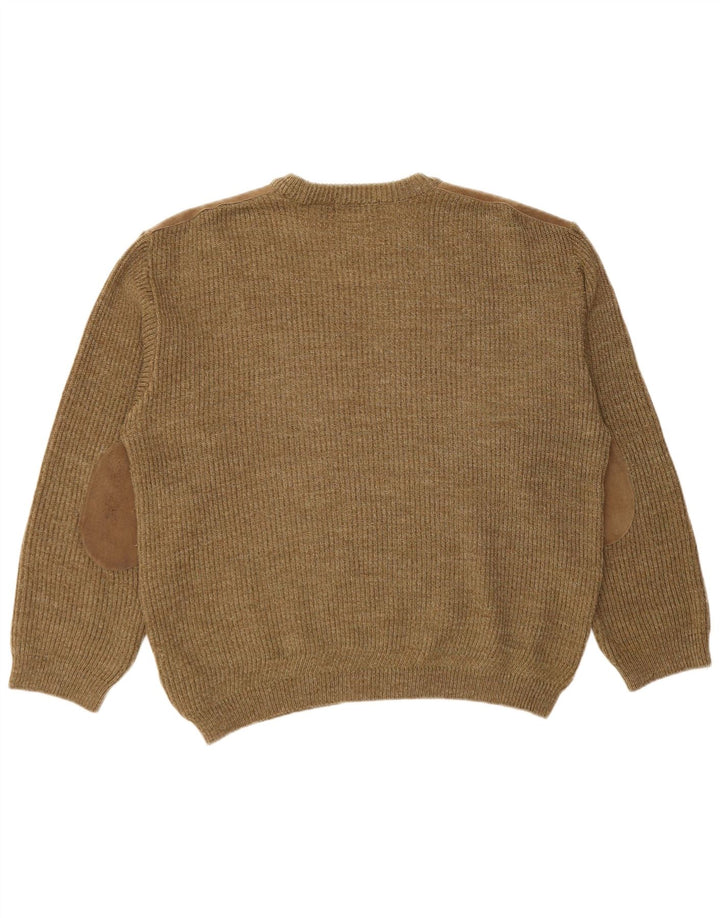 Marks & Spencer Herren-Pullover mit Rundhalsausschnitt, groß, Khaki, Colourblock-Wolle