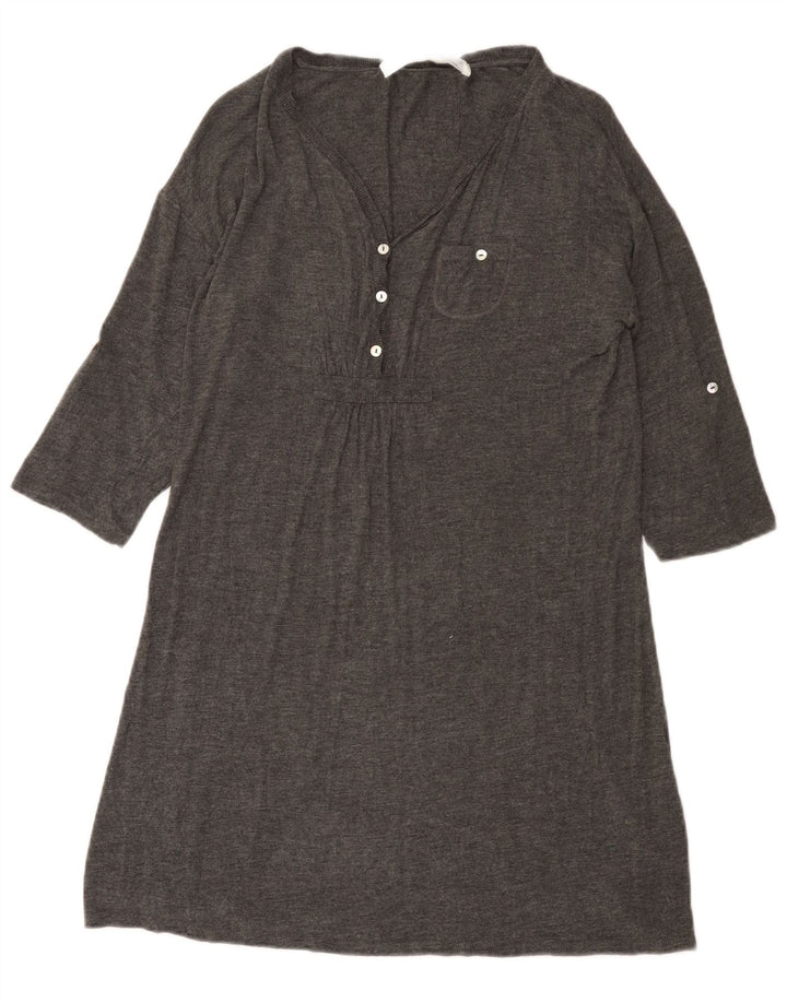 Zara Damen-Basic-Kleid mit 3/4-Ärmeln, UK-Größe 44, Größe L, graue Viskose