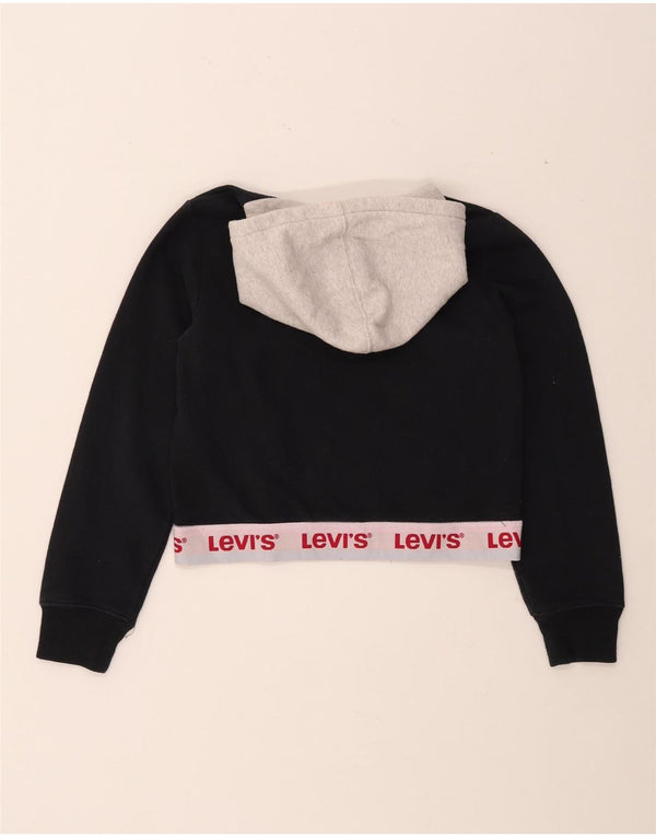 LEVI'S Crop Graphic Hoodie-Pullover für Mädchen, 11–12 Jahre, Schwarz, Farbblock