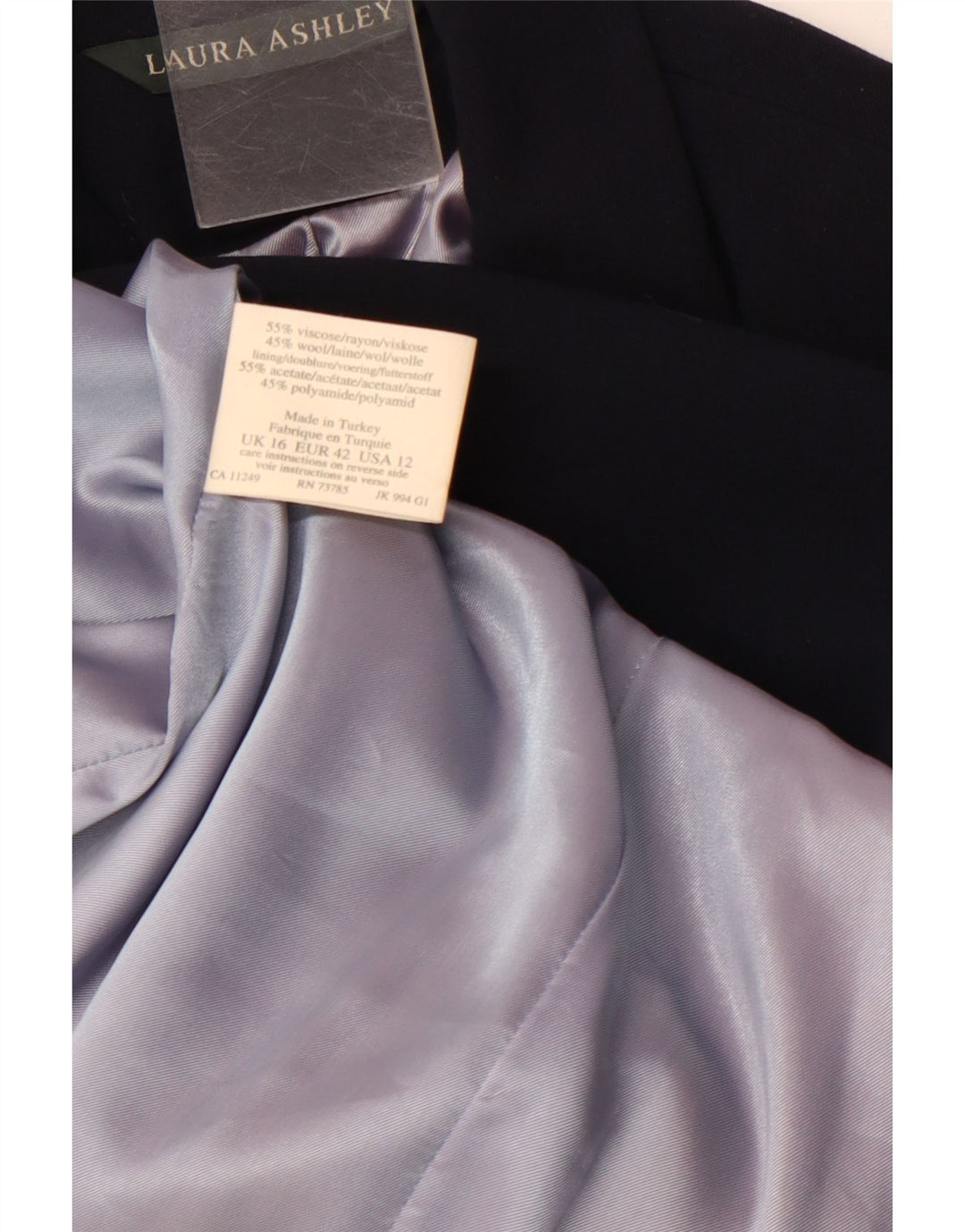 LAURA ASHLEY Damen 4-Knopf-Blazerjacke UK 16 Große marineblaue Viskose