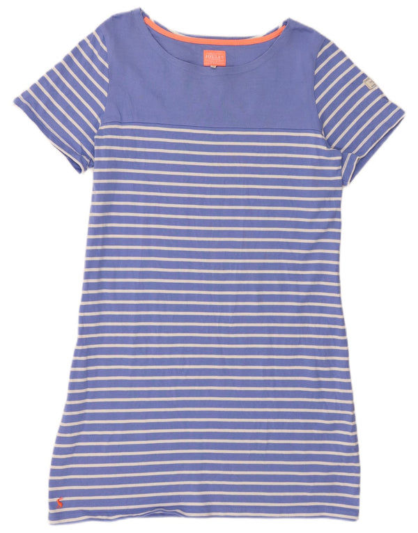 Joules Damen T-Shirt-Kleid UK 16 Große blau gestreifte Baumwolle