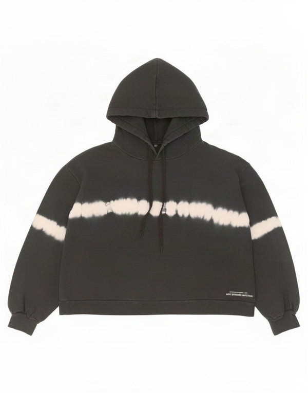 All Saints Damen-Pullover mit übergroßem Kapuzenpullover, UK 16, Größe L, Grau, Batikfärbung