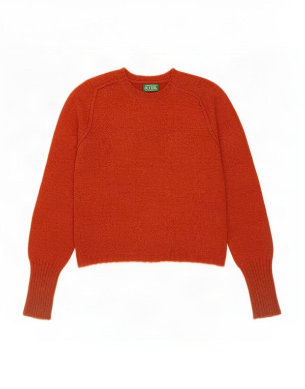 Benetton Womens Crop Crew Neck Pullover Pullover UK 10 Small Orange Acryl