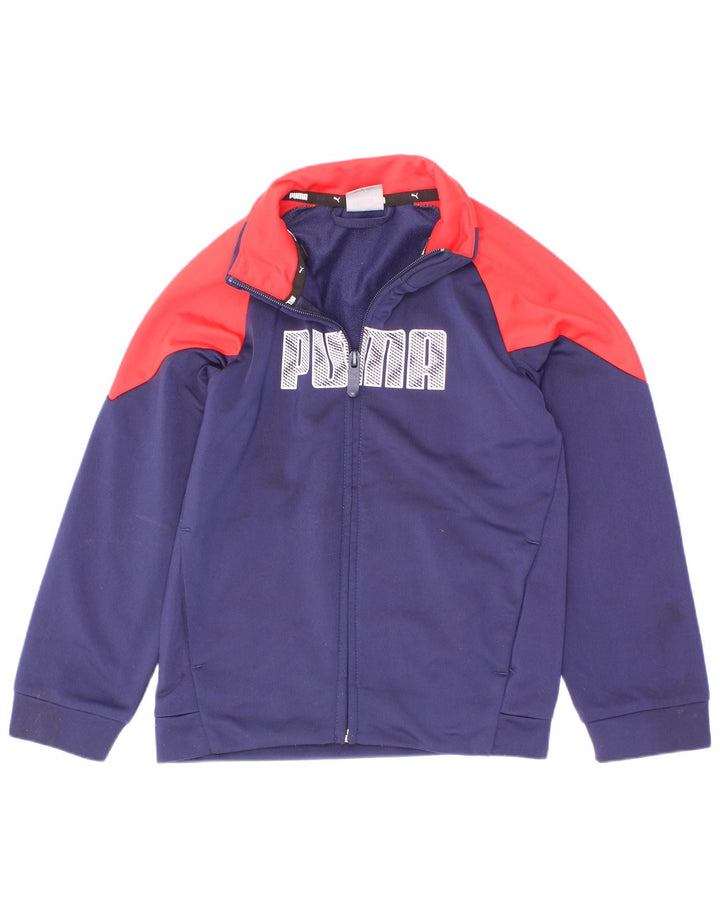 Puma Jungen Grafik-Trainingsanzug-Top-Jacke, 5–6 Jahre, Marineblau, Farbblock