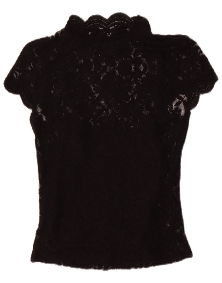 Zara Spitzenblusenoberteil für Damen, Größe S, Größe S, Schwarz, Blumenmuster, Polyester