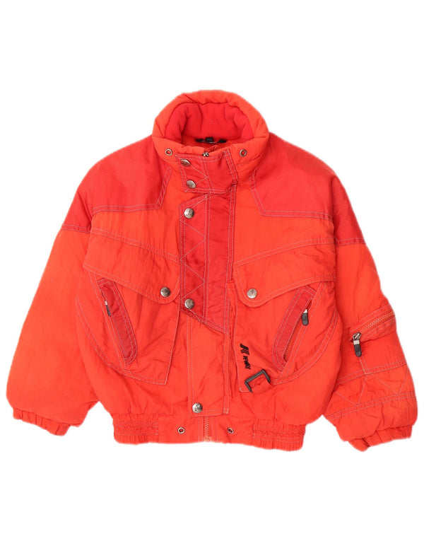 K-Way Jungen-Skijacke mit Kapuze, 7–8 Jahre, rotes Colourblock-Polyamid