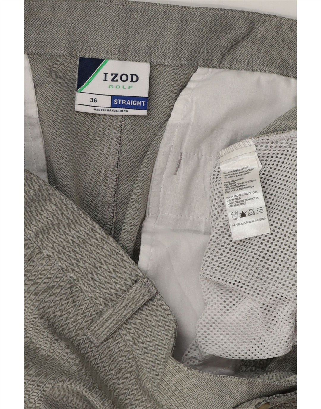 IZOD Herren-Golf-Cargo-Shorts W36, großes graues Fischgrät-Polyester