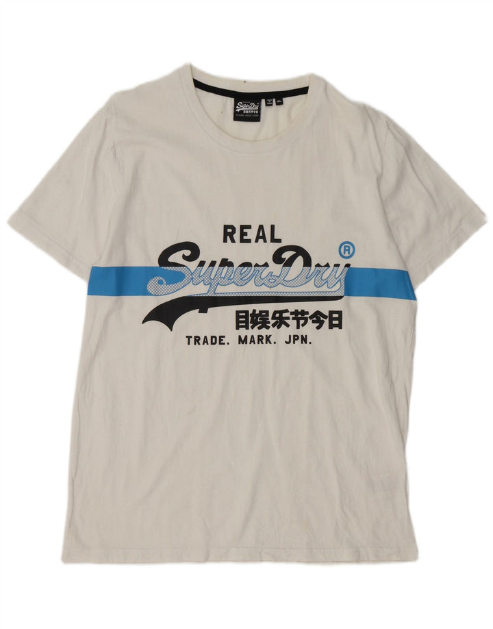 SUPERDRY Herren Grafik-T-Shirt-Oberteil XL aus weißer Baumwolle