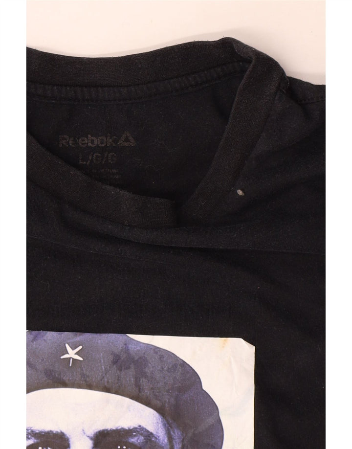 Reebok Herren Graphic T-Shirt Top Large Schwarz Baumwolle
