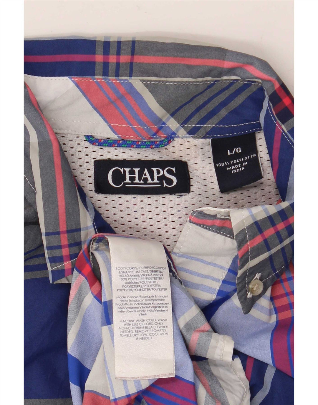 Chaps Herren-Kurzarmhemd, groß, blau kariert, Polyester