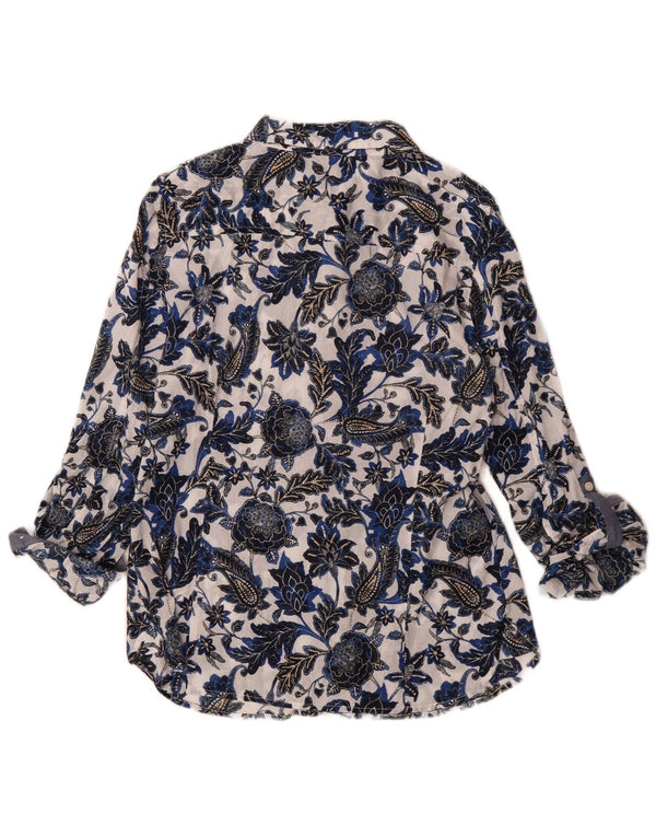 Tommy Hilfiger Damen-Hemd UK 14, mittlere Marineblau-Blumen-Baumwolle