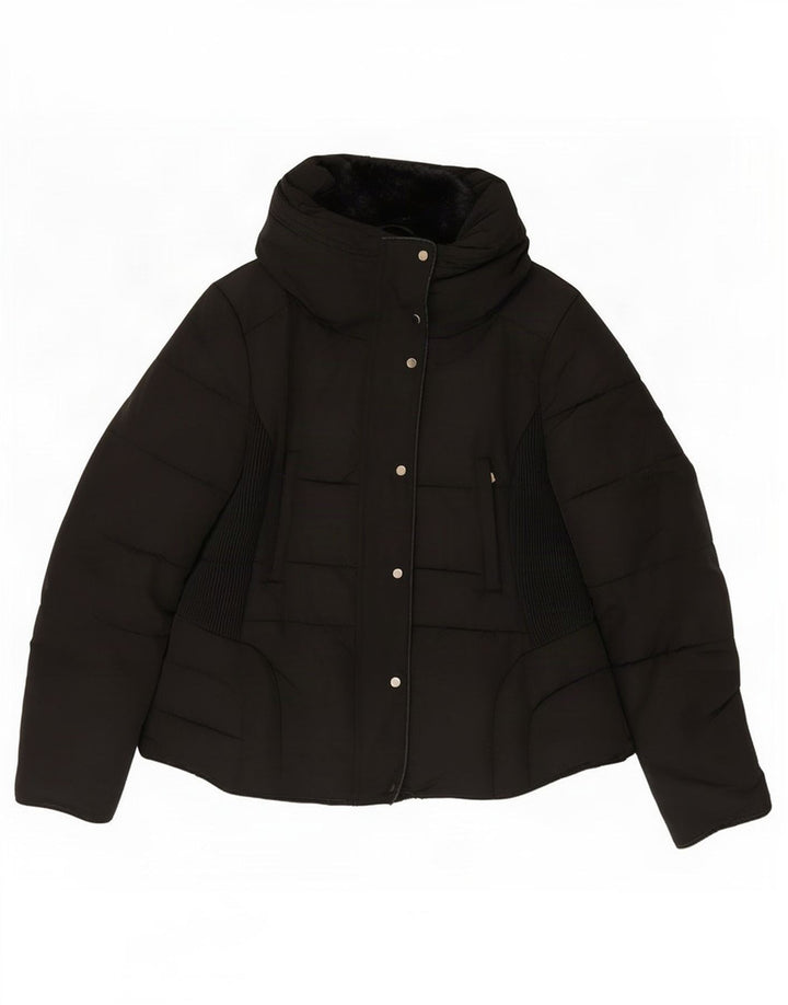 Zara Damen Wattierte Jacke UK 18 XL Schwarz Polyester