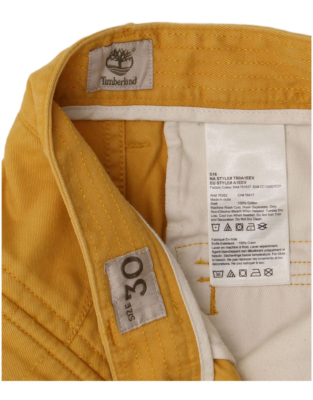 TIMBERLAND Herren Cargoshorts W30 mittelgelbe Baumwolle