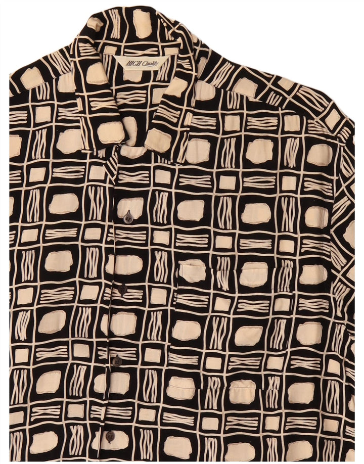 Vintage Herren Kurzarmhemd groß schwarz geometrisch