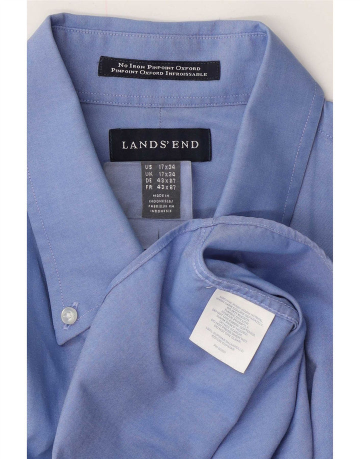 Lands End Herrenhemd Größe 17 43 XL Blaue Baumwolle
