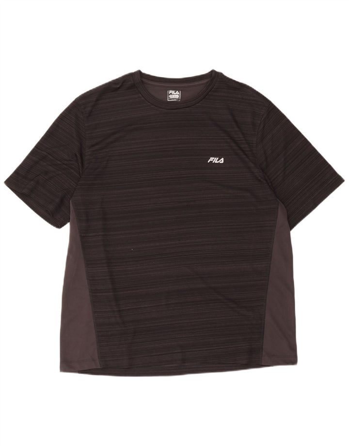 Fila Herren Slim Fit T-Shirt Top 2XL Grau Colourblock Polyester