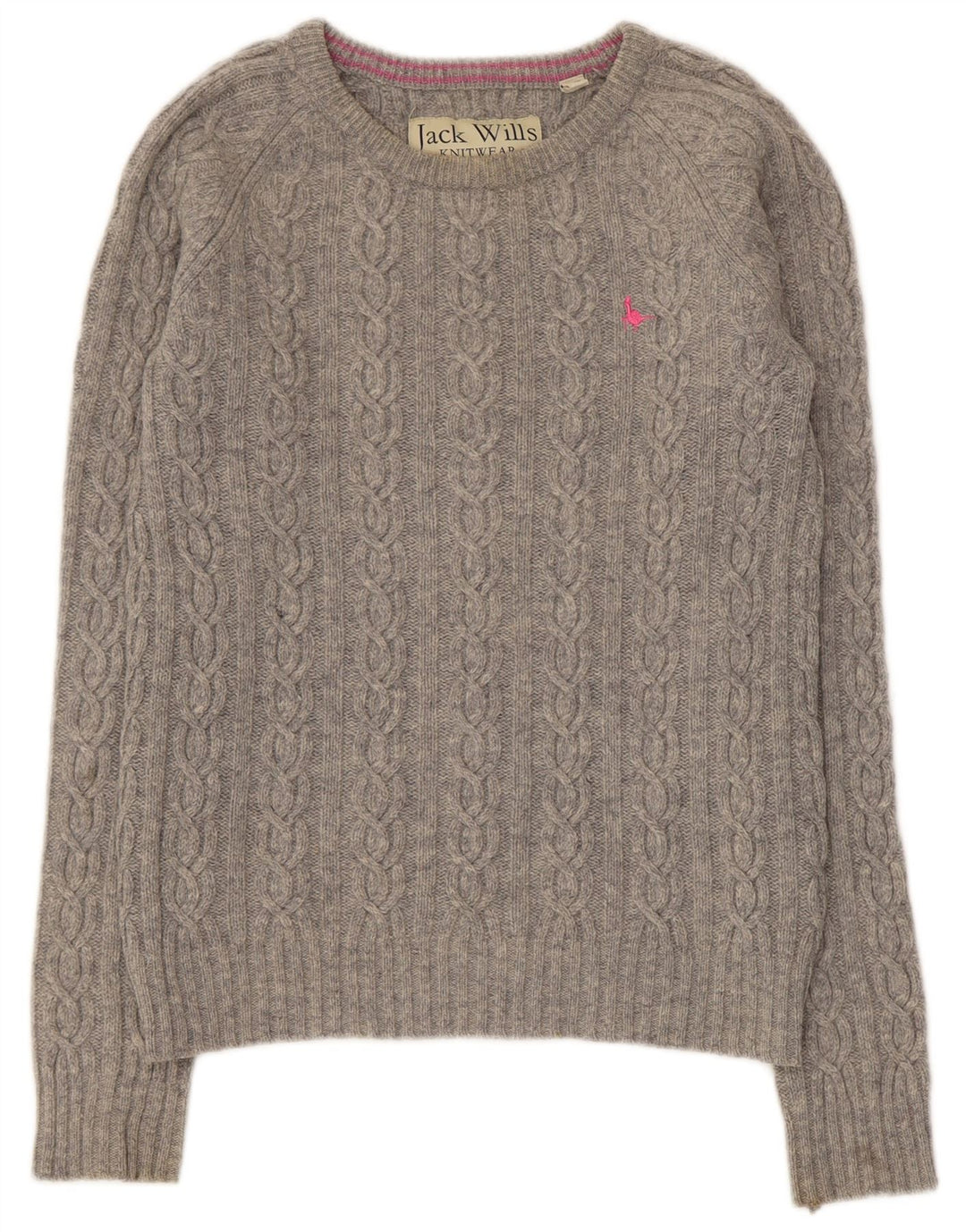 Jack Wills Damen-Pullover mit U-Boot-Ausschnitt, UK 12, mittelgraue Lammwolle