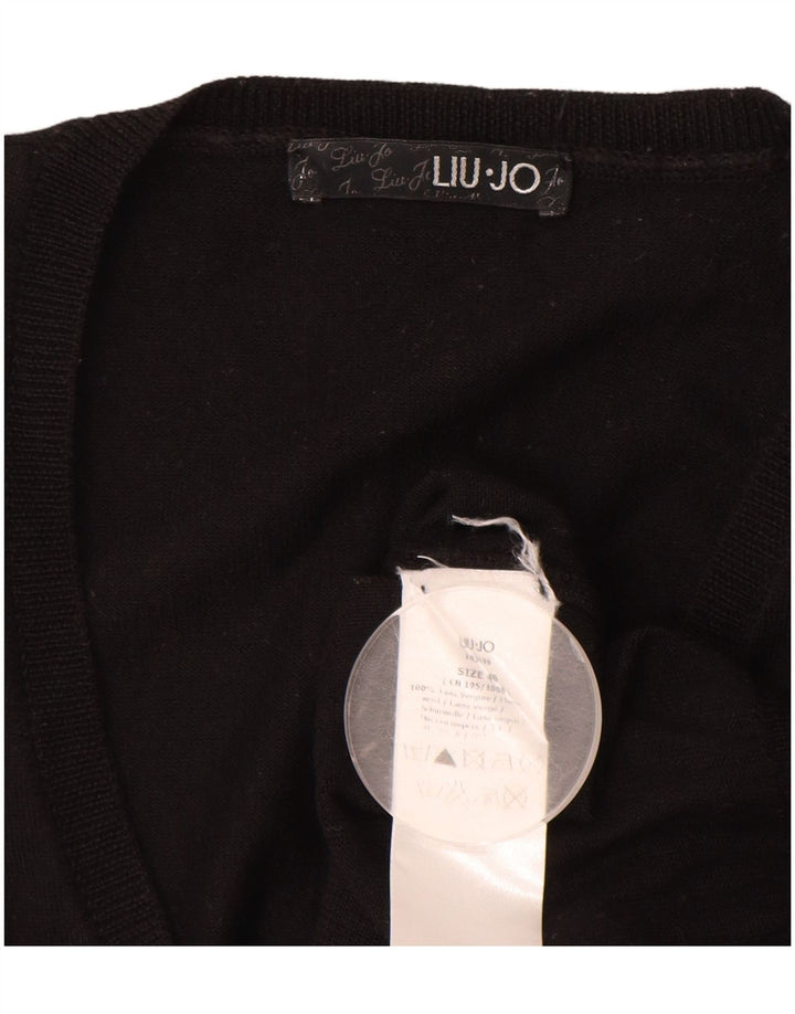 LIU JO Damen Übergroßer Pullover mit V-Ausschnitt IT 40 Small Schwarz
