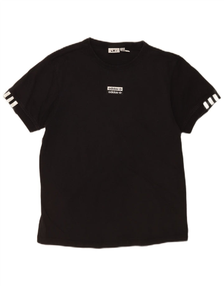 Adidas Damen T-Shirt Top UK 12 Medium Schwarz