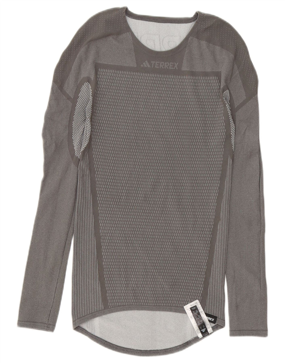 Adidas Herren Terrex Graphic Top Langarm mittelgraues geometrisches Polyester