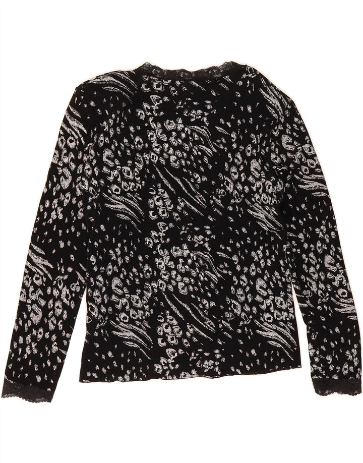 VINTAGE Womens Abstract Pattern Shirt Blouse UK 14 Medium Black Acetate Vintage Vintage and Second-Hand Vintage from Messina Hembry 