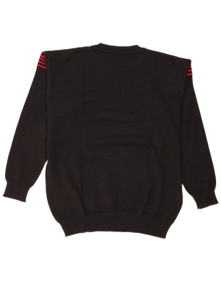 Vintage Herren Pullover mit Rundhalsausschnitt UK 38/40 Medium Schwarz gestreift