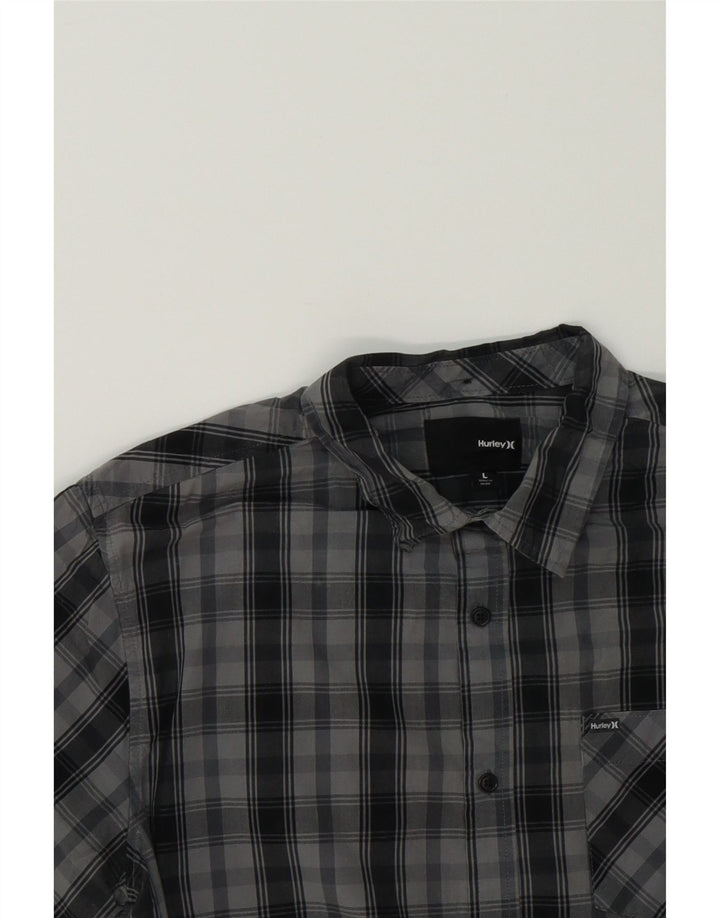 HURLEY Mens Short Sleeve Shirt Large Grey Check Cotton Vintage Hurley and Second-Hand Hurley from Messina Hembry 