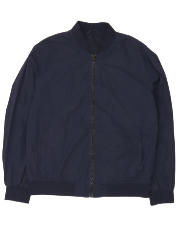 Zara Herren Bomberjacke UK 40 Large Marineblau Polyester