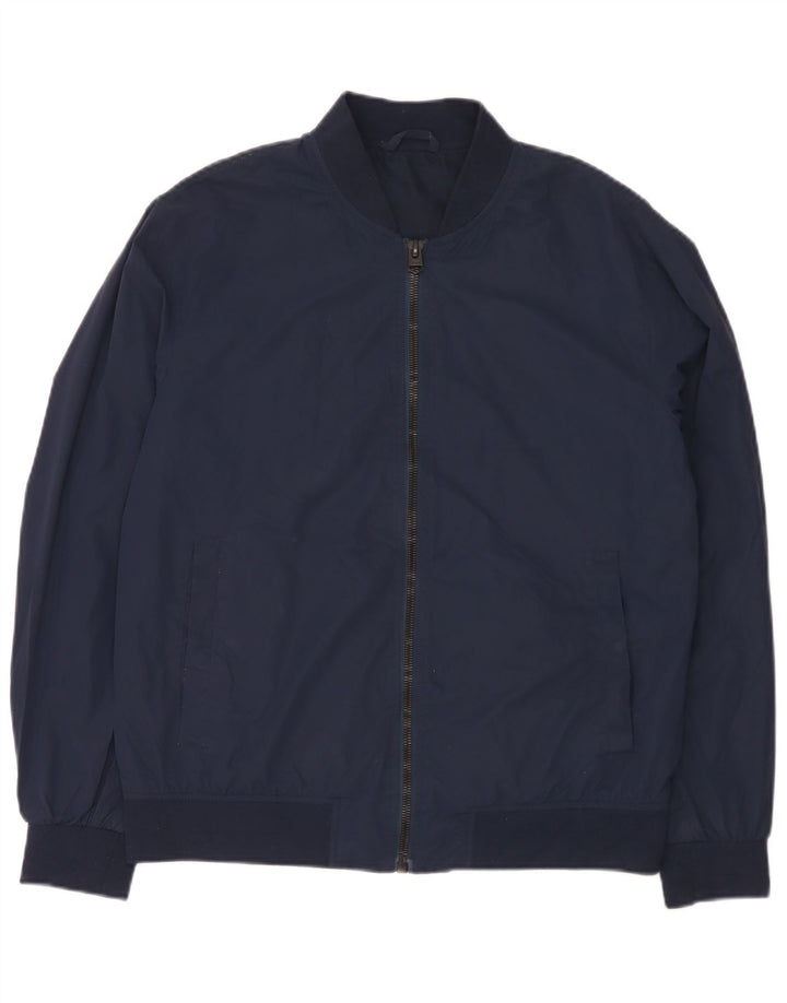 Zara Herren Bomberjacke UK 40 Large Marineblau Polyester