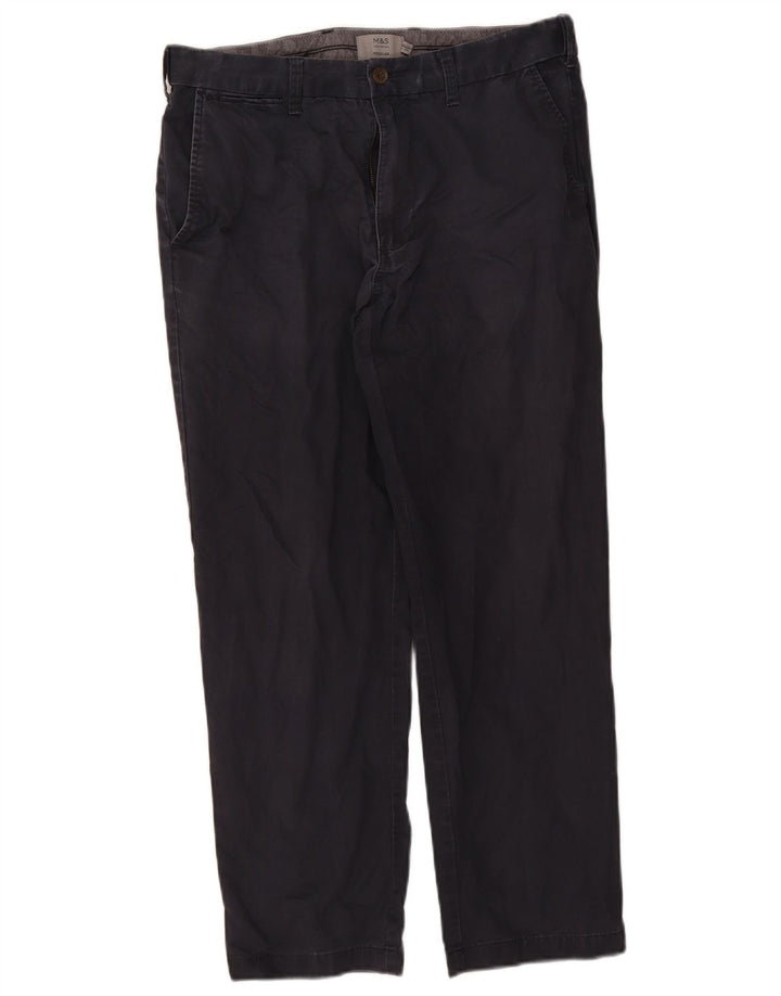 Marks & Spencer Herren-Chinohose, normal, W34, L29, Marineblau, Baumwolle