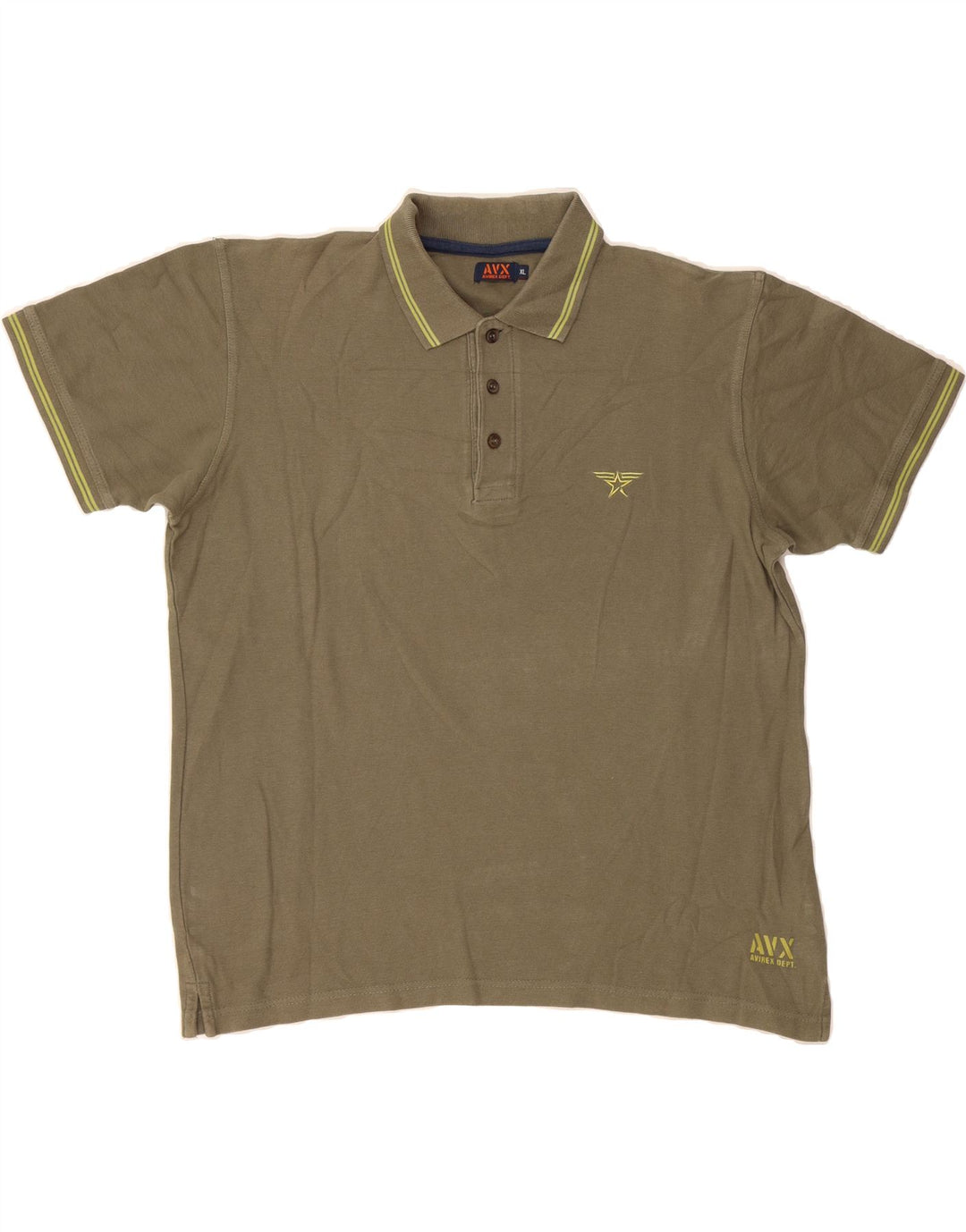 AVIREX Mens Polo Shirt XL Khaki Cotton Vintage Avirex and Second-Hand Avirex from Messina Hembry 