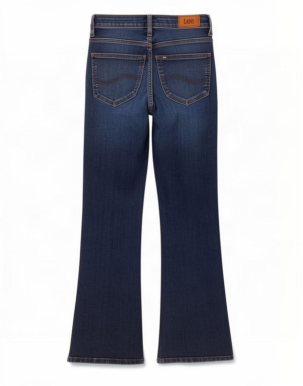 Lee Womens Kicked Flare Flared Jeans W26 L26 Blue Cotton